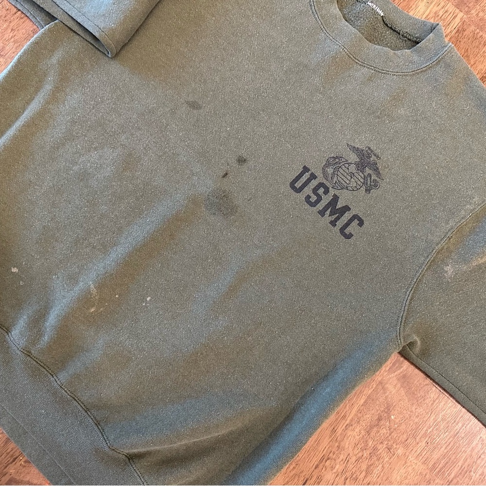 USMC Green Men's Crewneck Sweatshirt - Picture 4 of 6